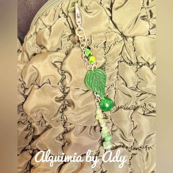 Jade aventurine chunky gemstone keychain Bag charm - Picture 2 of 4